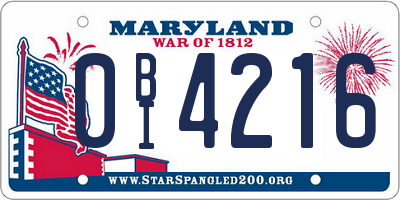 MD license plate 0BI4216