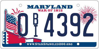 MD license plate 0BI4392