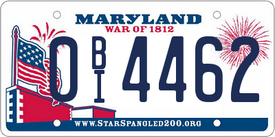 MD license plate 0BI4462