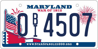 MD license plate 0BI4507