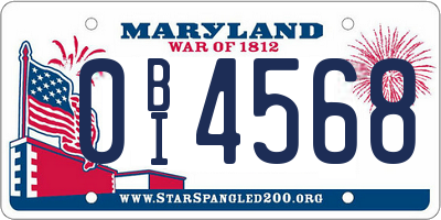 MD license plate 0BI4568