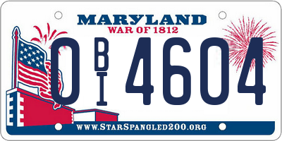 MD license plate 0BI4604