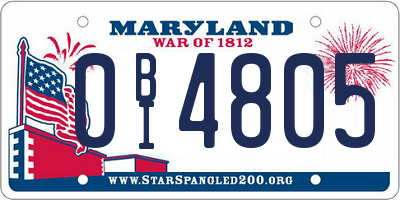 MD license plate 0BI4805