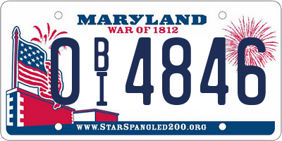 MD license plate 0BI4846
