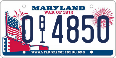 MD license plate 0BI4850