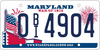 MD license plate 0BI4904