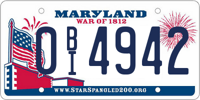 MD license plate 0BI4942