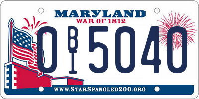 MD license plate 0BI5040