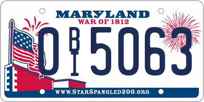 MD license plate 0BI5063