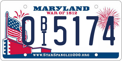 MD license plate 0BI5174