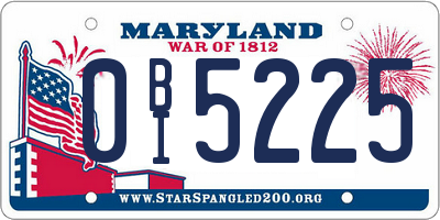 MD license plate 0BI5225