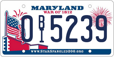MD license plate 0BI5239