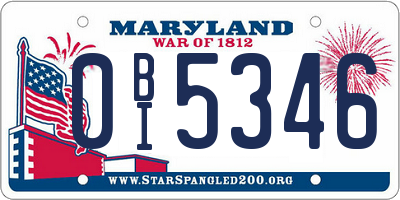 MD license plate 0BI5346