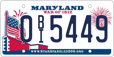 MD license plate 0BI5449