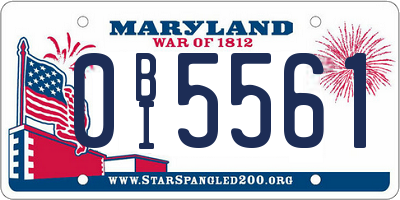 MD license plate 0BI5561