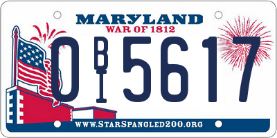MD license plate 0BI5617