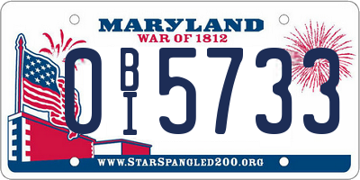 MD license plate 0BI5733