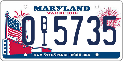 MD license plate 0BI5735