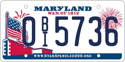 MD license plate 0BI5736