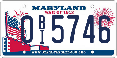 MD license plate 0BI5746