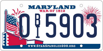 MD license plate 0BI5903