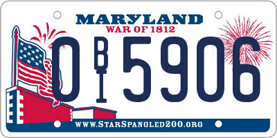 MD license plate 0BI5906
