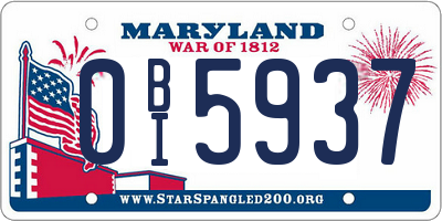 MD license plate 0BI5937
