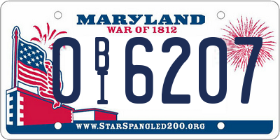 MD license plate 0BI6207
