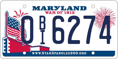 MD license plate 0BI6274