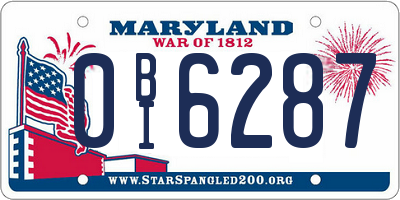 MD license plate 0BI6287