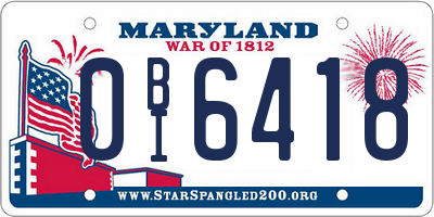 MD license plate 0BI6418