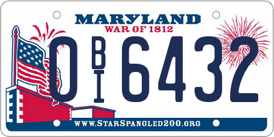 MD license plate 0BI6432