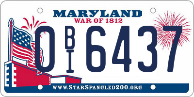 MD license plate 0BI6437
