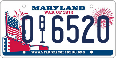 MD license plate 0BI6520