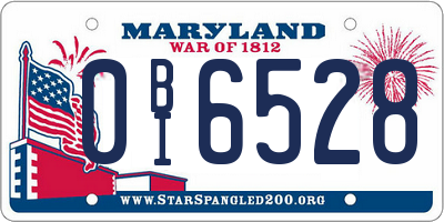 MD license plate 0BI6528