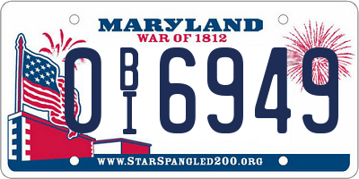 MD license plate 0BI6949