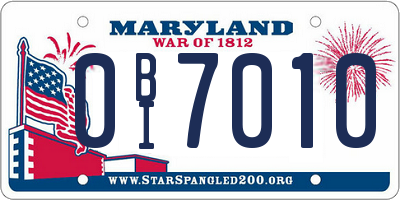 MD license plate 0BI7010