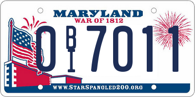 MD license plate 0BI7011