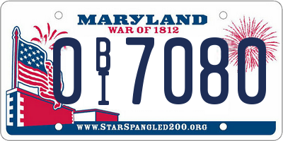MD license plate 0BI7080