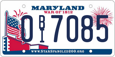MD license plate 0BI7085