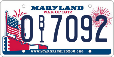 MD license plate 0BI7092