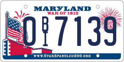 MD license plate 0BI7139