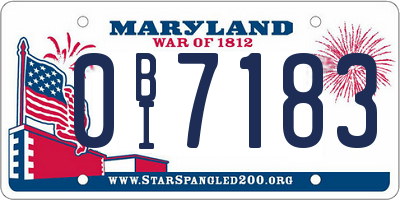 MD license plate 0BI7183
