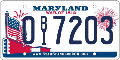 MD license plate 0BI7203