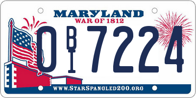 MD license plate 0BI7224