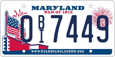 MD license plate 0BI7449