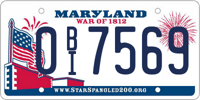 MD license plate 0BI7569