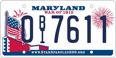 MD license plate 0BI7611