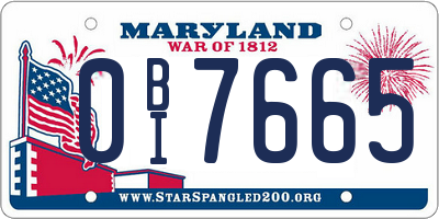 MD license plate 0BI7665