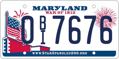 MD license plate 0BI7676